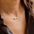 Modern többköves női ezüst nyaklánc