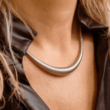 Szélesedő domború női ezüst nyaklánc