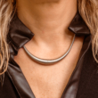 Szélesedő domború női ezüst nyaklánc