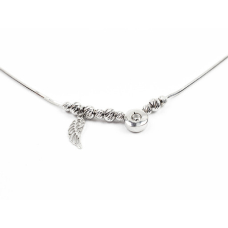 Pandora stílusú ezüst karlánc kör és angyalszárny charmmal