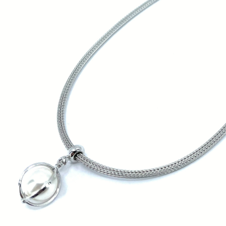 Modern ezüst nyaklánc gyönggyel