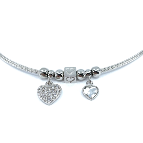 Pandora stílusú ezüst nyaklánc köves szívvel